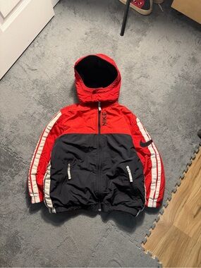 Nike Motorcycle Jacket Removable Hoodie Full Zip Black/White/Red Colorway